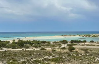 Spaziere auf pinkem Strand